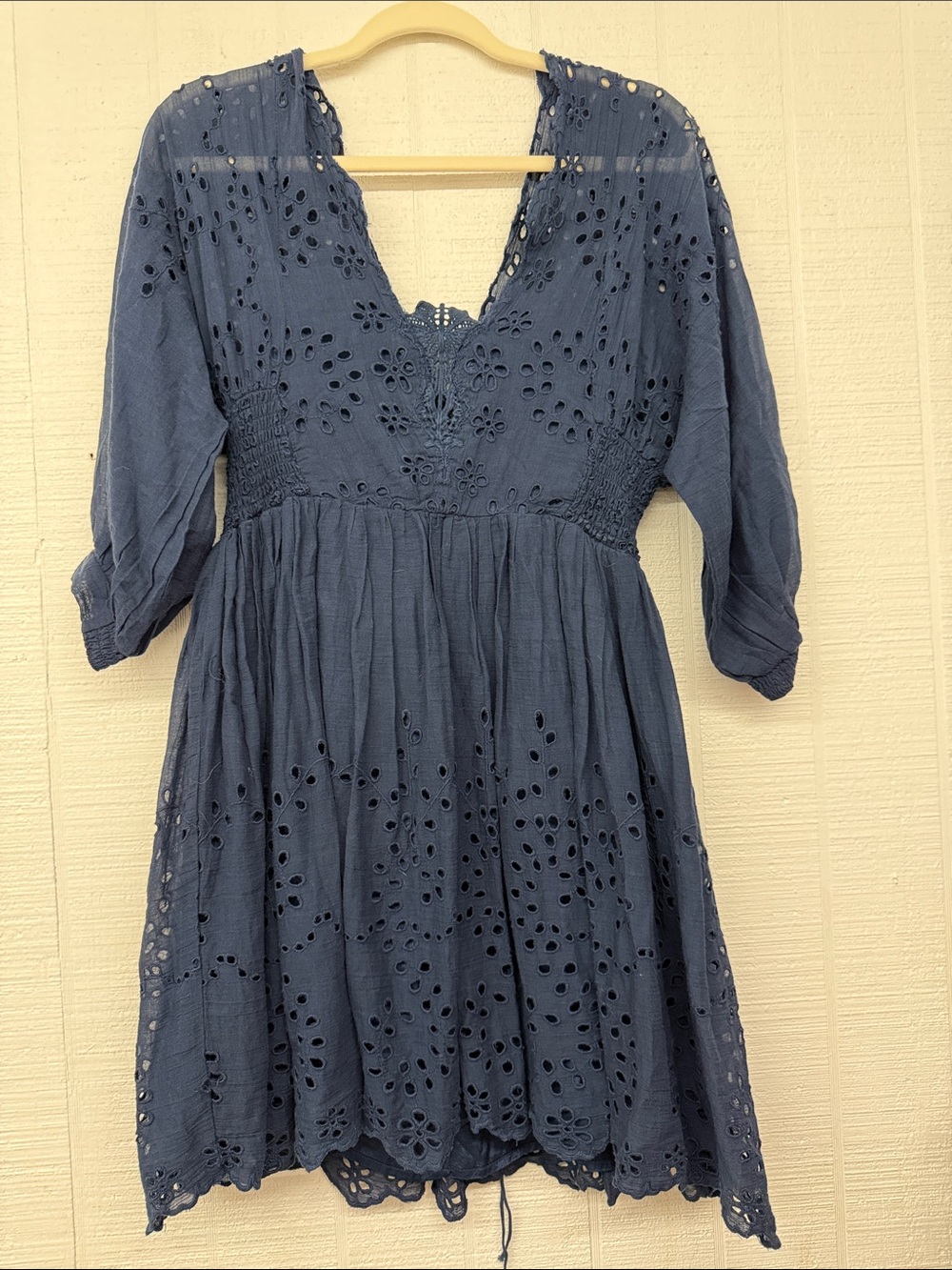 Free People Indigo Lottie Eyelet Mini Dress